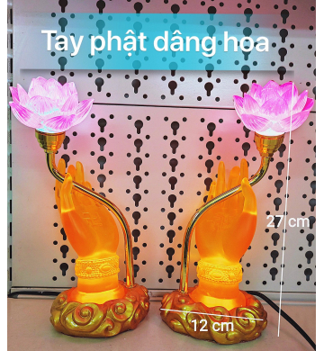 Đèn tay phật dâng hoa 